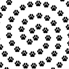 Circular pattern of pet, dog or cat footprints	