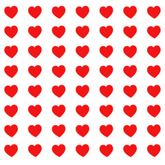 Red hearts pattern on flat background flat hearts	