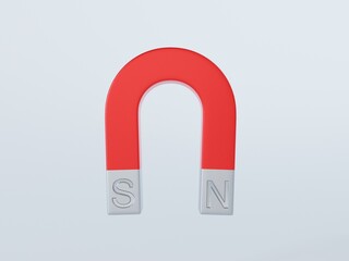 3D rendering U shaped Magnet isolated on white