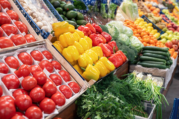 Assortment of fresh vegetables at market