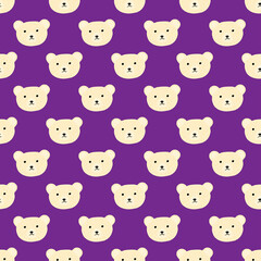 Bear pattern seamless in freehand style. Head animals on colorful background. Vector illustration for textile.
