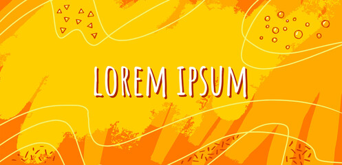 Abstract cartoon background, horizontal format. Executed in an orange and yellow color palette.