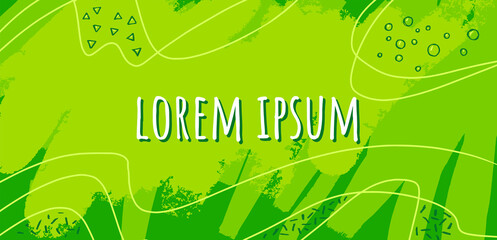 Abstract colorful background, in banner format. Executed in bright green colors.
