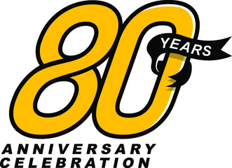 80 Years Anniversary Logo Design Template Vector Illustration