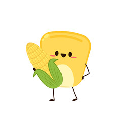 Corn kernel character design. Corn on white background. Corn kernel vector.
