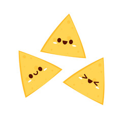 Nacho character design. Nachos on white background.