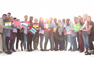 Obraz premium Group of multiethnic business people standing in office lined u