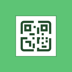 QR code label icon, stylized QR-code for mobile app, simple tag, vector