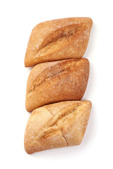 Homemade buns, isolated on white background.