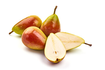 Ripe forelle pears, isolated on white background.