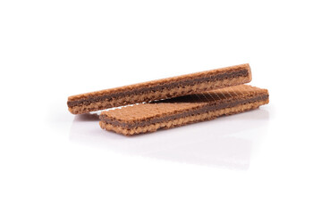 Chocolate wafers on white background