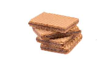 Chocolate wafers on white background