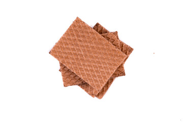 Chocolate wafers on white background