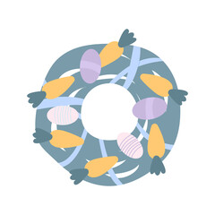 Vector illustration of an Easter wreath with egg decor