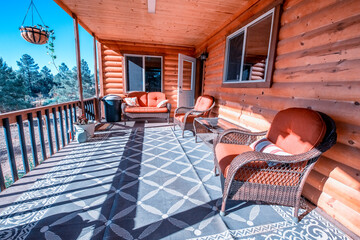 Beautiful cottage with canyon park view on a summer day.