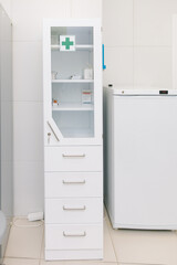 Medicine cabinet. Hospital diagnostic room. Modern medical equipment, preventional medicine and healthcare concept. Modern hospital laboratory. Treatment room. Physiotherapy