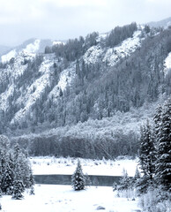 snow covered mountains