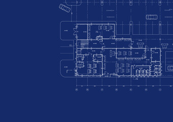 Fototapeta premium Floor plan designed building on the drawing.