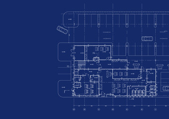 Fototapeta premium Floor plan designed building on the drawing.