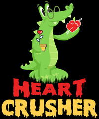  Heart crusher typography vector t-shirt design. Vector typography t-shirt design in black background.