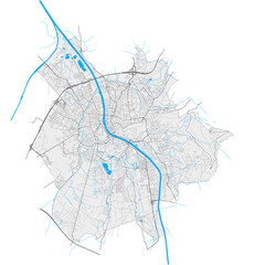 Naklejka premium Salzburg, Austria Black and White high resolution vector map