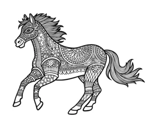 Fototapeten horse with floral ornament decoration good use for any design you want © ComicVector