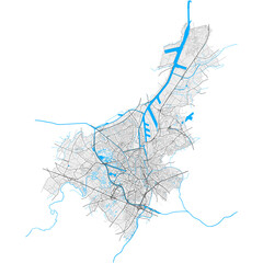 Ghent, Belgium Black and White high resolution vector map