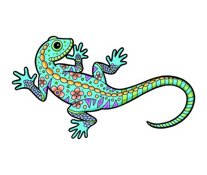 lizard with floral ornament decoration good use for any design you want
