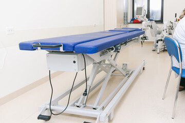 Hospital diagnostic room. Modern medical equipment, preventional medicine and healthcare concept. Modern hospital laboratory. Treatment room. Physiotherapy