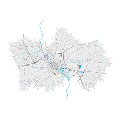 Tournai, Belgium Black and White high resolution vector map