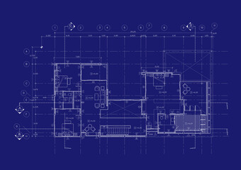 Fototapeta premium Floor plan designed building on the drawing.