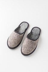 Men's felt slippers. Home shoes made of felted wool