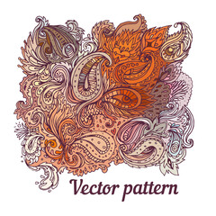 Vector colorful paisley texture with abstract flowers