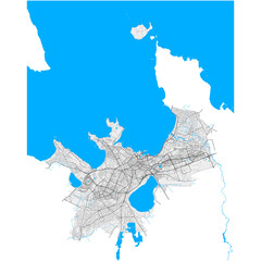 Tallinn, Estonia Black and White high resolution vector map