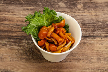Marinated mushroom - honey agaric in the bowl