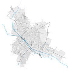 Reims, France Black and White high resolution vector map