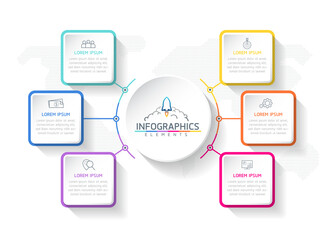 Vector illustration, infographics design, template, marketing, information, with 6 options or steps