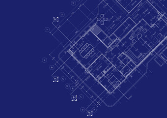 Fototapeta premium Write a blueprint architecture for building.