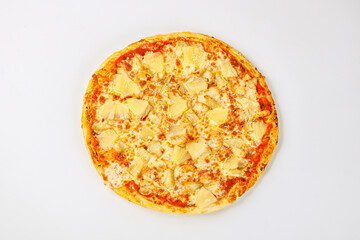Pizza with chicken and pineapple