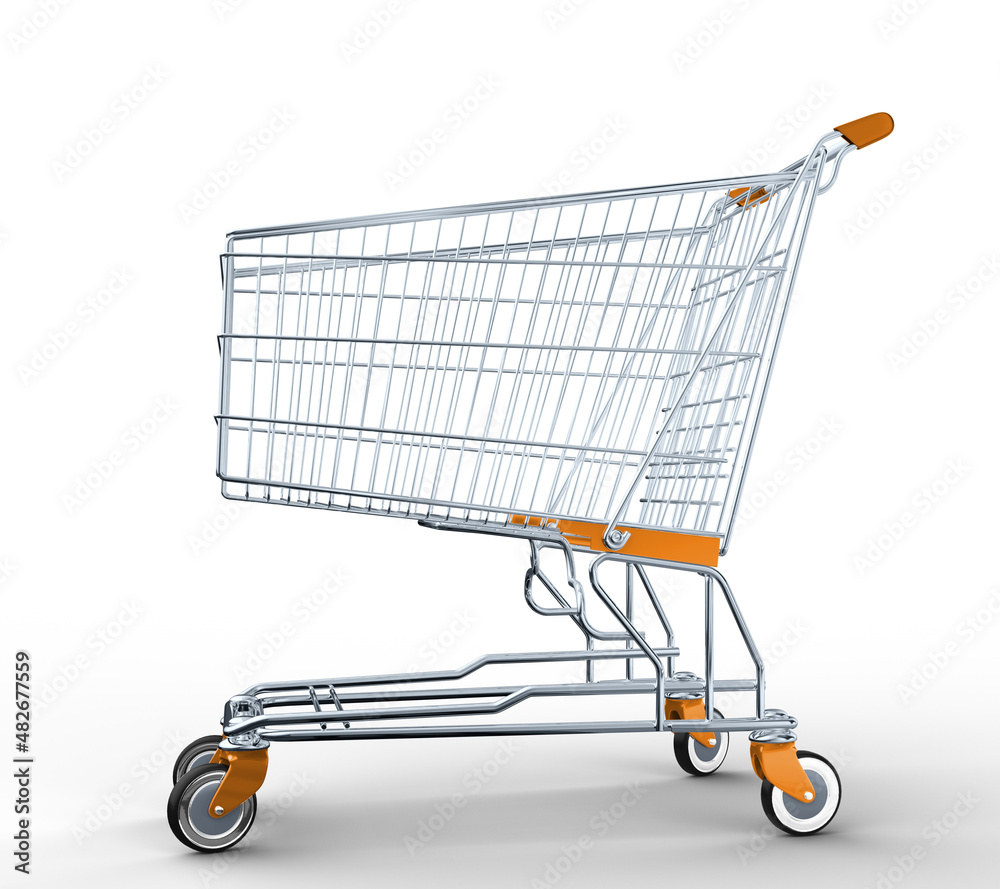 Wall mural 3d supermarket cart, supermarket cart isolated