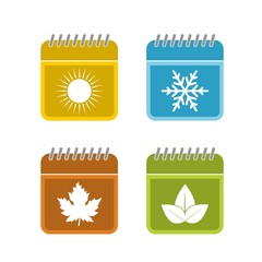 Seasons calendar icons set. Spring, summer, autumn, winter