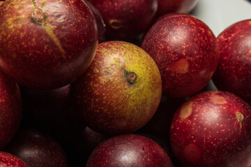 Camu camu fruits, an exotic plant from the Amazon, used in the preparation of various inputs, such as soft drinks, sweets, etc., it is very common to find it in the city of Iquitos in Peru, it is brou