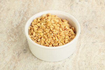 Crunched roasted peanut in the bowl