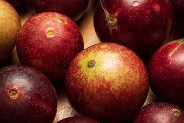 Camu camu fruits, an exotic plant from the Amazon, used in the preparation of various inputs, such as soft drinks, sweets, etc., it is very common to find it in the city of Iquitos in Peru, it is brou