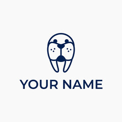 Walrus line Logo Design Vector template