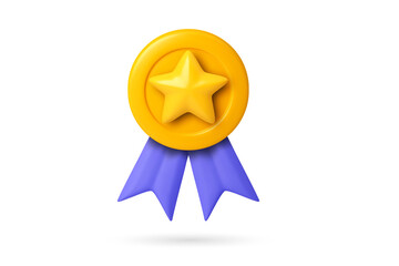 3D quality guarantee vector medal with star and ribbon. Vector illustration icon realistic 3d graphics medal , high quality rating © Viktoria Kurpas