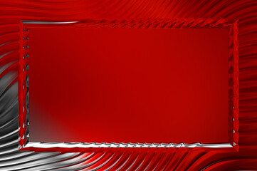 Abstract framed background. Colorful vibrant wavy design wallpaper. Creative graphic 2d illustration with centered frame. Trendy fluid cover with dynamic shapes flow.