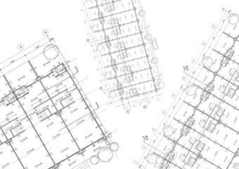 Fototapeta premium Floor plan designed building on the drawing.