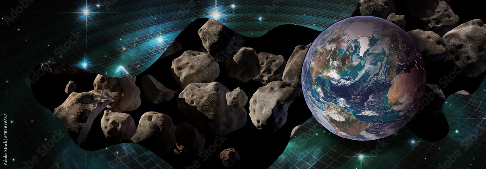 Canvas Prints meteorites in space, planet earth in danger. elements of this image furnished by nasa.