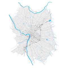 Montauban, France Black and White high resolution vector map
